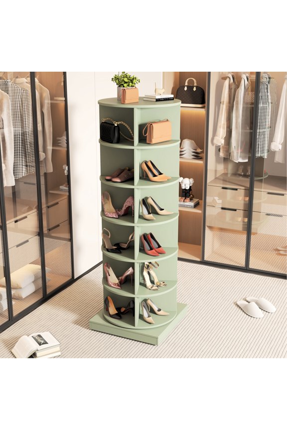 360 Rotating Shoe Box , 6-layer, Holds 24 Pairs, Space Saving, Easy To Construct, American Style 360° Holder, Accommodates Saver, Build, Decor