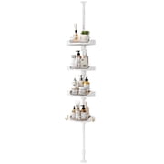 360  Rotating Shower Caddy Tension Pole, 4 Tiers Corner Shower Organizer for Bathroom Shelf Bathtub, Adjustable Standing Shower Rack Bathroom Accessories, Easily Assemble