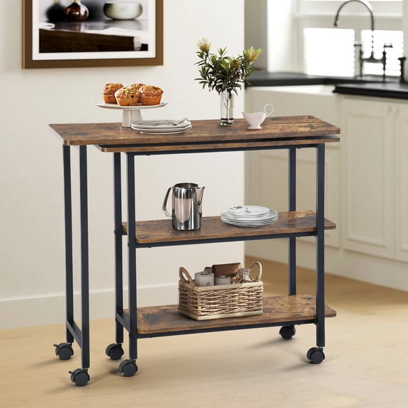 360 Rotating Side Table, Mobile End Table with 2-Tier Storage Shelves, Swivel Rolling Desk with 6 Lockable Wheels, Movable Laptop Table Couch Snack Table for Home