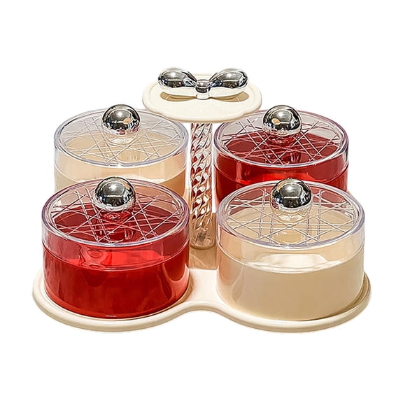 360° Rotating Snack Spinner with Airtight Lid 4 Section Spin Tray for Parties Game Night Coffee Table Home Use Leakproof Divided Container for Nuts Candies Chips