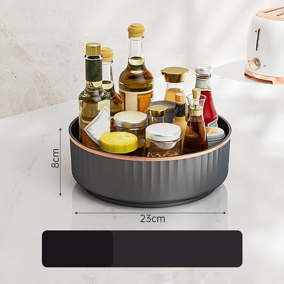 360° Rotating Spice Rack Organizer, Durable Plastic Lazy Susan Turntable for Countertop, Holds Soy Sauce, Oil, Vinegar Bottles, Condiments, Fruit, Kitchen, Pantry, Bathroom Storage,S