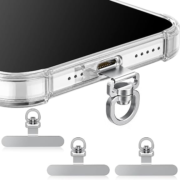 360 Rotating Stainless Steel Phone Tether Tab (3-Pack) - Universal for iPhone & Other Phones (Fits Wristbands/Necklaces/Crossbody Straps)
