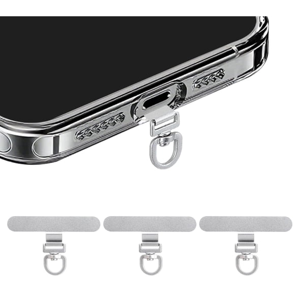 360 Rotating Stainless Steel Phone Tether Tab (3-Pack) - Universal for iPhone & Other Phones (Fits Wristbands/Necklaces/Crossbody Straps)