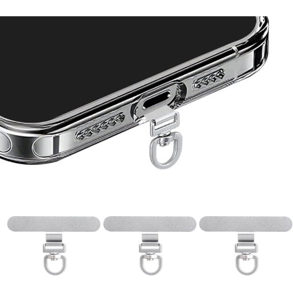 360 Rotating Stainless Steel Phone Tether Tab (3-Pack) - Universal for iPhone & Other Phones (Fits Wristbands/Necklaces/Crossbody Straps)