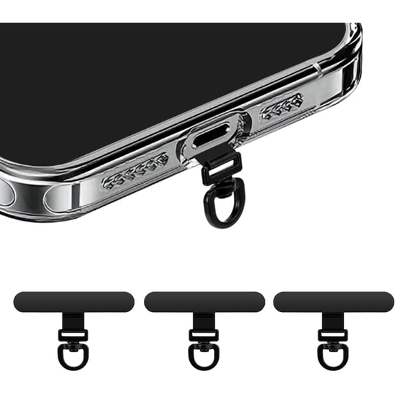 360 Rotating Stainless Steel Phone Tether Tab (3-Pack) - Universal for iPhone & Other Phones (Fits Wristbands/Necklaces/Crossbody Straps)