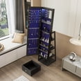thumbnail image 1 of 360° Rotating Standing Jewelry Cabinet with Full Length Mirror Lockable Black MDF Jewelry Armoire Organizer with Interior Lighted Mirror Storage Drawers, 1 of 10