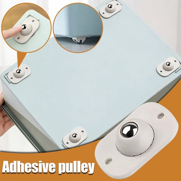 360 Rotating Storage Box Wheels | 4-Pack Self-Adhesive Pulley Set for Moving Heavy Boxes | 2.8x4.5cm ABS Silent Casters for Storage Bins & Containers