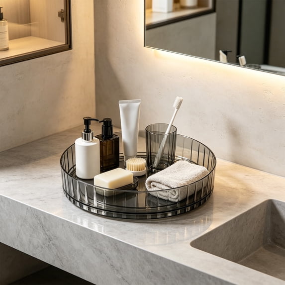 360° Rotating Storage Turntable with Stainless Steel Ball Bearings, Large Round Organizer Tray for Kitchen Spices, Bathroom Essentials, Snacks, and Fruit