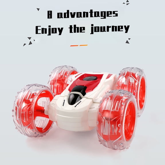 360° Rotating Stunt Car Model with LED Lights 4WD High Speed Remote Control Off-Road Toy Red