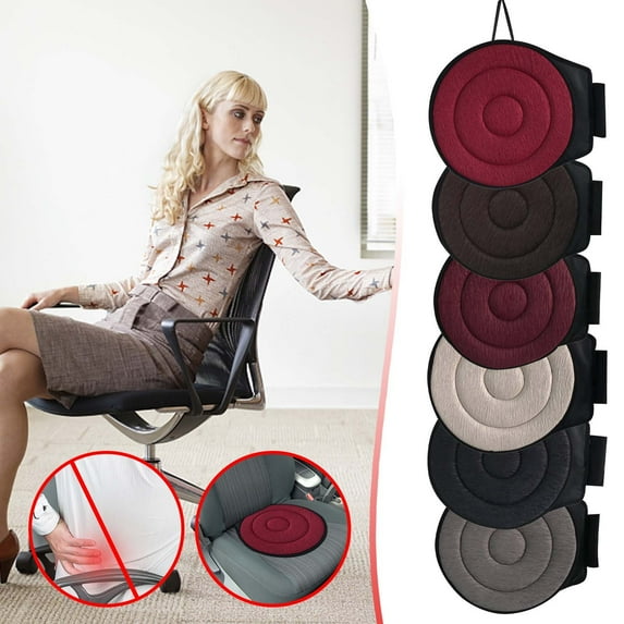 360° Rotating Swivel Seat Cushion for Car, Memory Foam Mobility Aid, Non-Slip Pressure Relief Pad for Elderly, Back and Hip Support, 40cm x 40cm