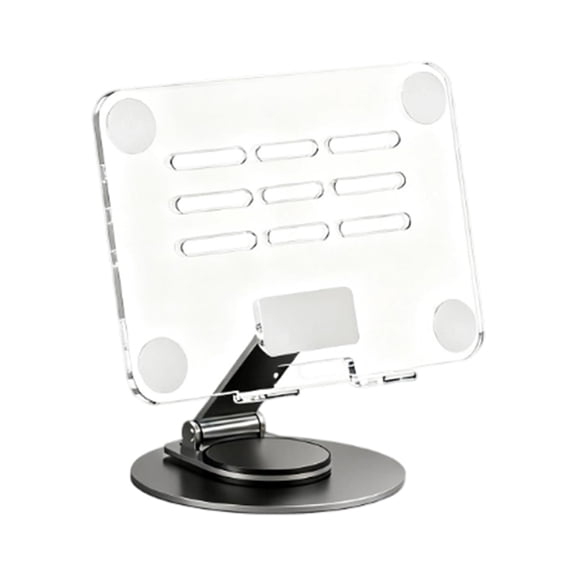 360 Rotating Tablet Stand Holder With Sturdy Metal Base And Clear Acrylic Platform For Home Use