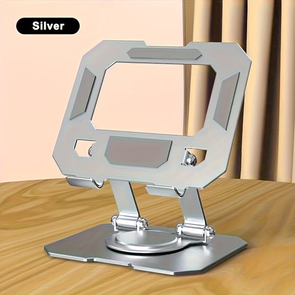 360° Rotating Tablet Stand & Phone Holder, Adjustable Metal Desktop Stand for iPad & Smartphones, Foldable Anti-Slip Base, Sturdy Desk Mount for Live Streaming, Office & Home