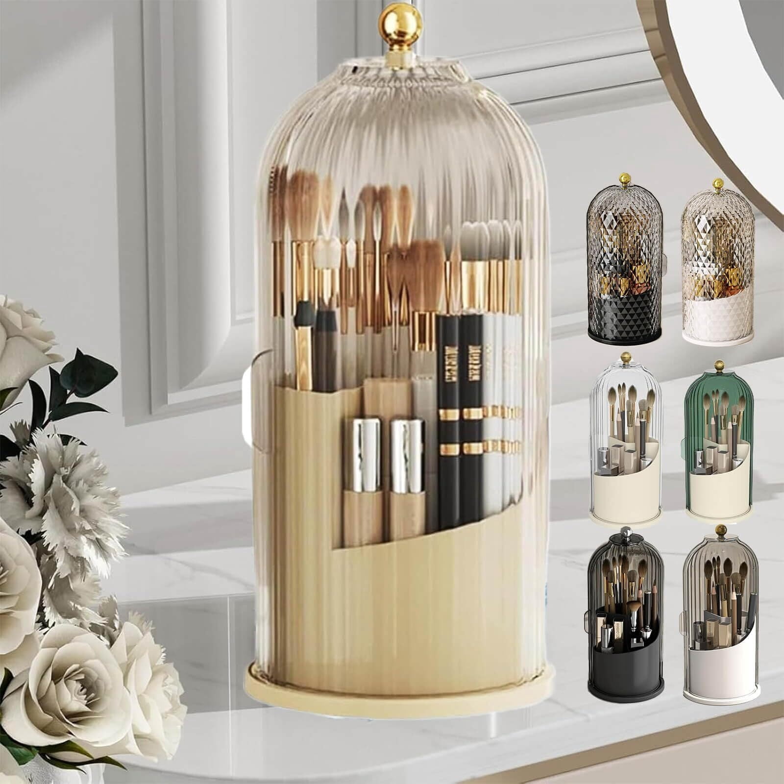 360 Rotating Toothbrush Holder, Rotating 3 Slots Bathroom Organizer ...