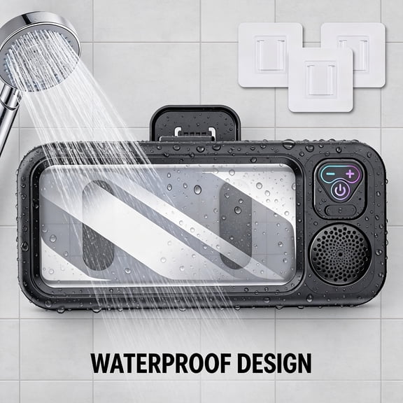 360 Rotating Touch Screen Bluetooth Speaker | Wall-Mount, Hands-Free Call, for Bathroom & Kitchen