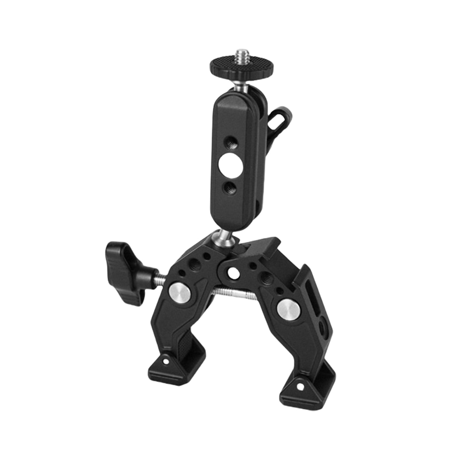 360 Rotating Two Head Video Rigs Clamp Cold Shoe Mount 1/4
