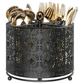 360° Rotating Utensil Caddy Countertop Cutlery Silverware Caddy Holder with 4 Compartment