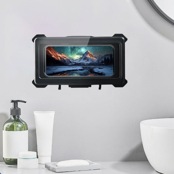 360° Rotating Waterproof Shower Phone Holder - Universal 4-7 Inch Smartphone Mount with Strong Suction for Bathroom, Hot Tub & Wall - Touchscreen-Friendly Case Accessory