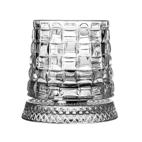 360 Rotating Whiskey Glass, Crystal Wine Glass with Stress Relief Function, B, Glass, Spinning Base for Aroma Enhancement