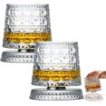 Diamond Textue 360° Rotating Whiskey Tumbler, 280ml Diamond Textured Spinning Base ...