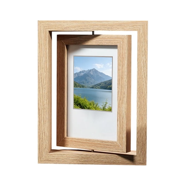 360° Rotating Wooden Photo Frame: Dual Picture Display for Any Occasion!