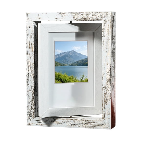 360° Rotating Wooden Photo Frame: Dual Picture Display for Any Occasion!