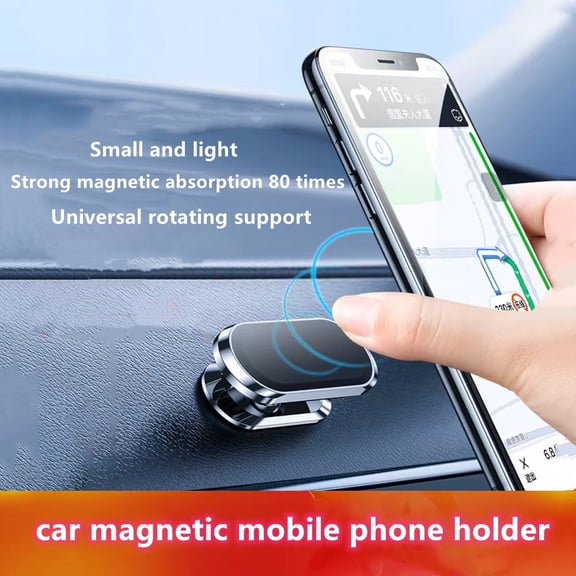Unbranded 360-Degree Rotating Magnetic Navigation Stand Mobile Phones Car Mount with 1 Phone Stand, 2 Magnetic Stickers
