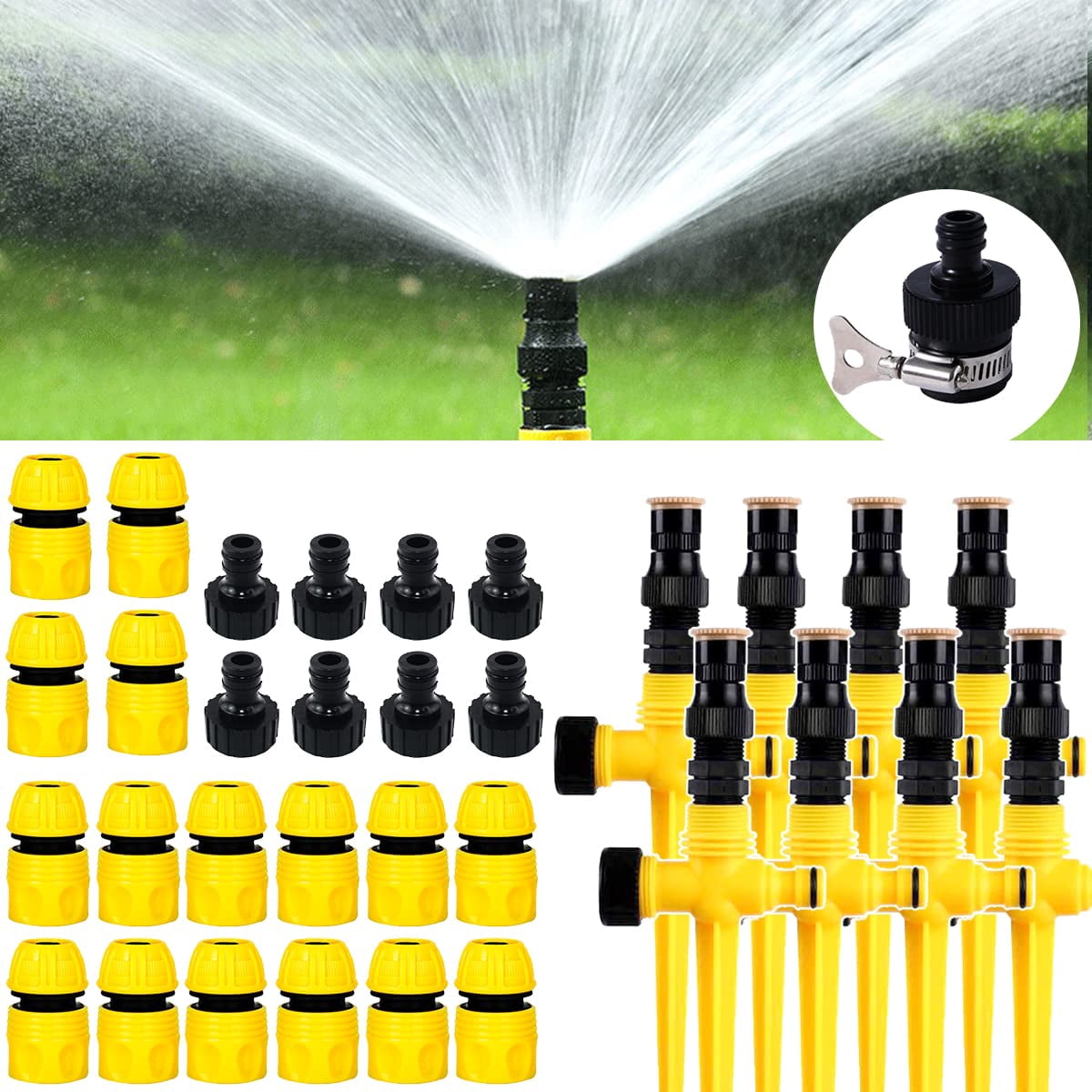 360° Rotation Auto Irrigation System Garden Lawn Sprinkler Patio, 90°/180°/360°, Adjustable at Will for Outdoor Grass Garden Yard Lawns