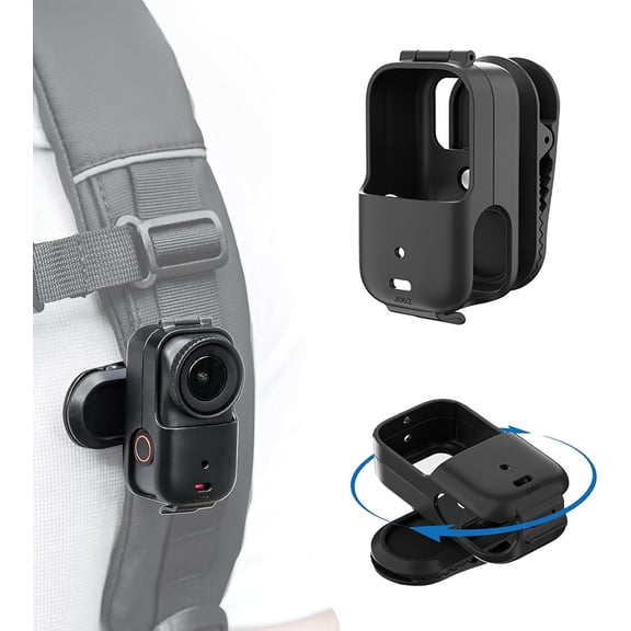360 Rotation Backpack Clip Mount for DJI Osmo Nano Accessories, Hat Clip with Strong Grip, 23g Lightweight for Biking, Hiking, Travel, Hands-Free POV, Outdoor Shooting