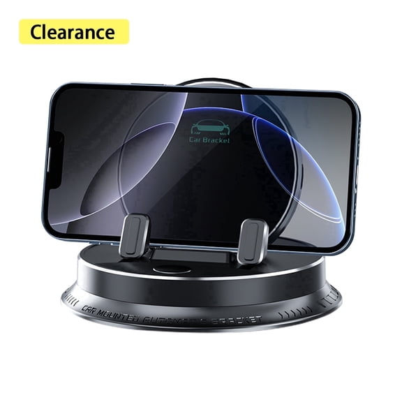 Elnone Car Phone Holder, Easy One Touch Dashboard Phone Mount with 360° Rotate Base, Horizontal & Vertical - Black