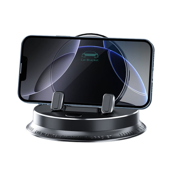 Elnone Car Phone Holder, Easy One Touch Dashboard Phone Mount with 360° Rotate Base, Horizontal & Vertical - Black