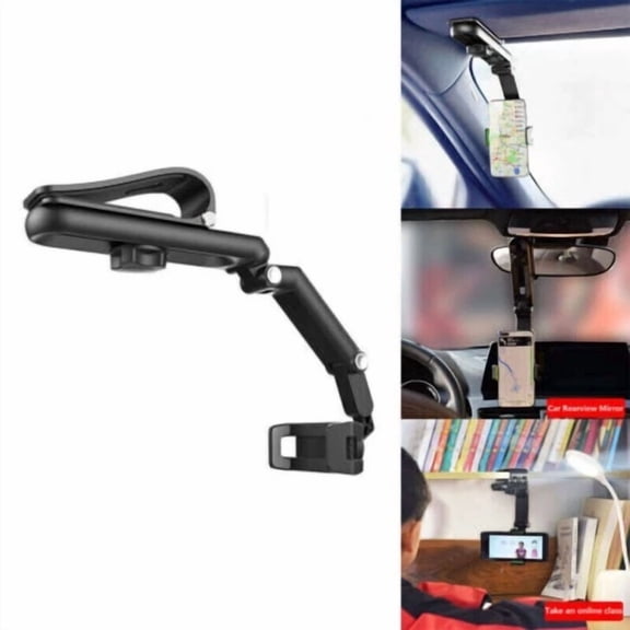 360 Rotation Car Sun Visor Cell Phone Holder Mount Cradle Clip Stand Adjustable