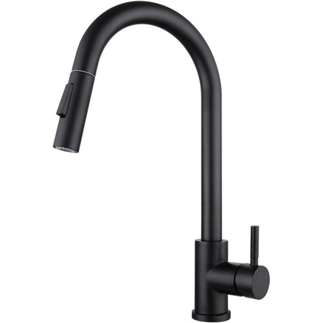 360°Rotation Faucet, Single Handle High Arc PullOut Kitchen Faucet