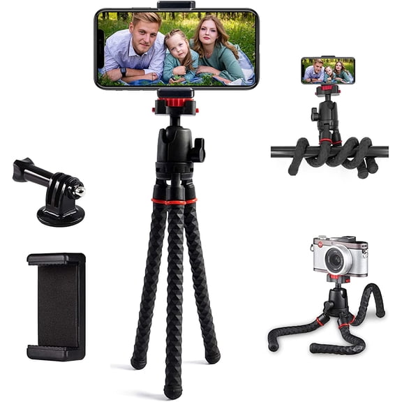 360 Rotation Flexible Octopus Travel Stand for iPhone Smartphone iPad DSLR Action Camera, with Bluetooth Wireless Remote Shutter
