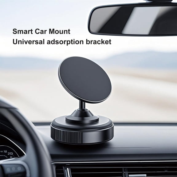 360 Rotation Magnetic Phone Holder for Car, Desk & Bathroom -Strong Vacuum Suction Mount, Heavy Duty Zinc Alloy, 360 Swivel with Super Strong Magnet for iPhone & Samsung (Matte Black/Silv