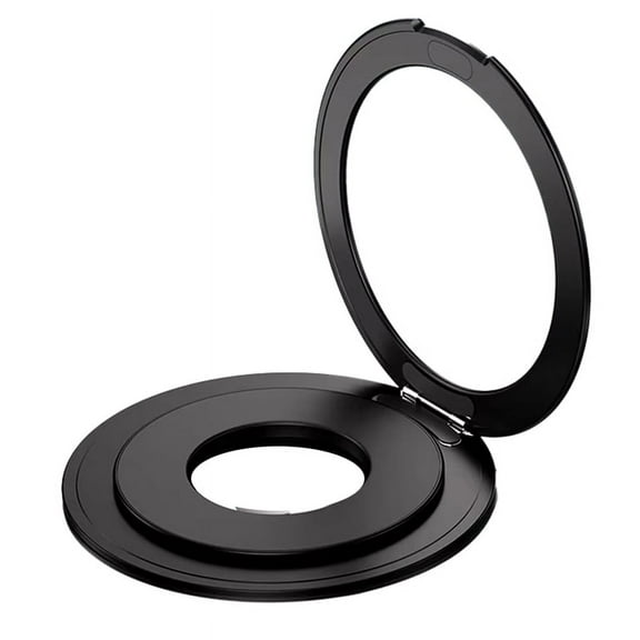 360 Rotation Metal Strong Magnetic Suction Rotating Folding Ring Phone Holder Universal Tablet Desktop Stand Black
