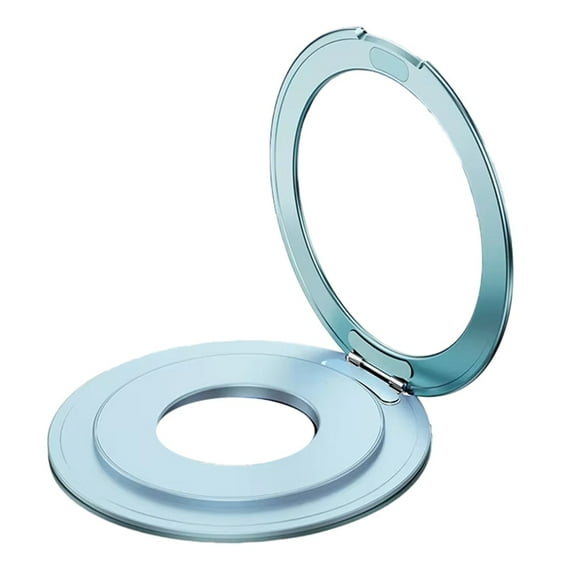 360 Rotation Metal Strong Magnetic Suction Rotating Folding Ring Phone Holder Universal Tablet Desktop Stand Blue