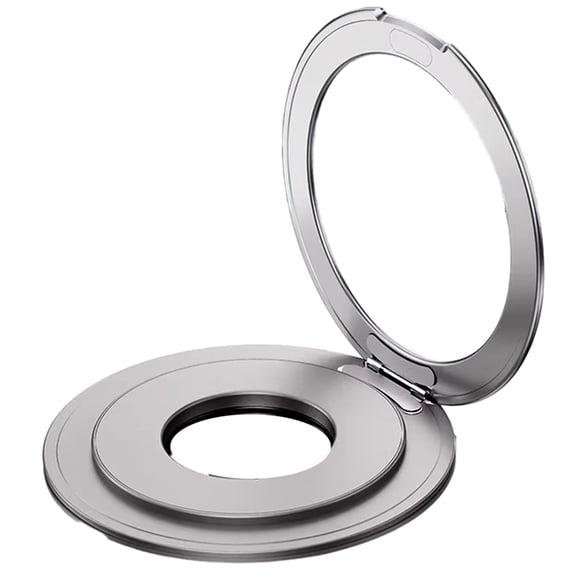 360 Rotation Metal Strong Magnetic Suction Rotating Folding Ring Phone Holder Universal Tablet Desktop Stand Silver