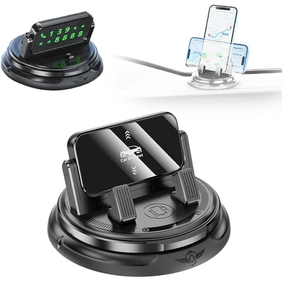 360° Rotation Phone Holder for Car, 2026 New Dashboard Phone Mount with Adjustable Spring Clip, Universal Non Slip One Hand Operation Navigation Stand Bracket for Smartphones (1Pc_Black)