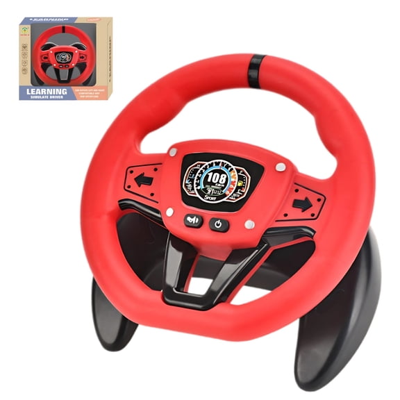 360° Rotation Simulation Steering Wheel for Toddlers Car & Stroller Toy with Suction Cup Kids Pretend Driving Wheel for Backseat Best Volante para Niños, Red