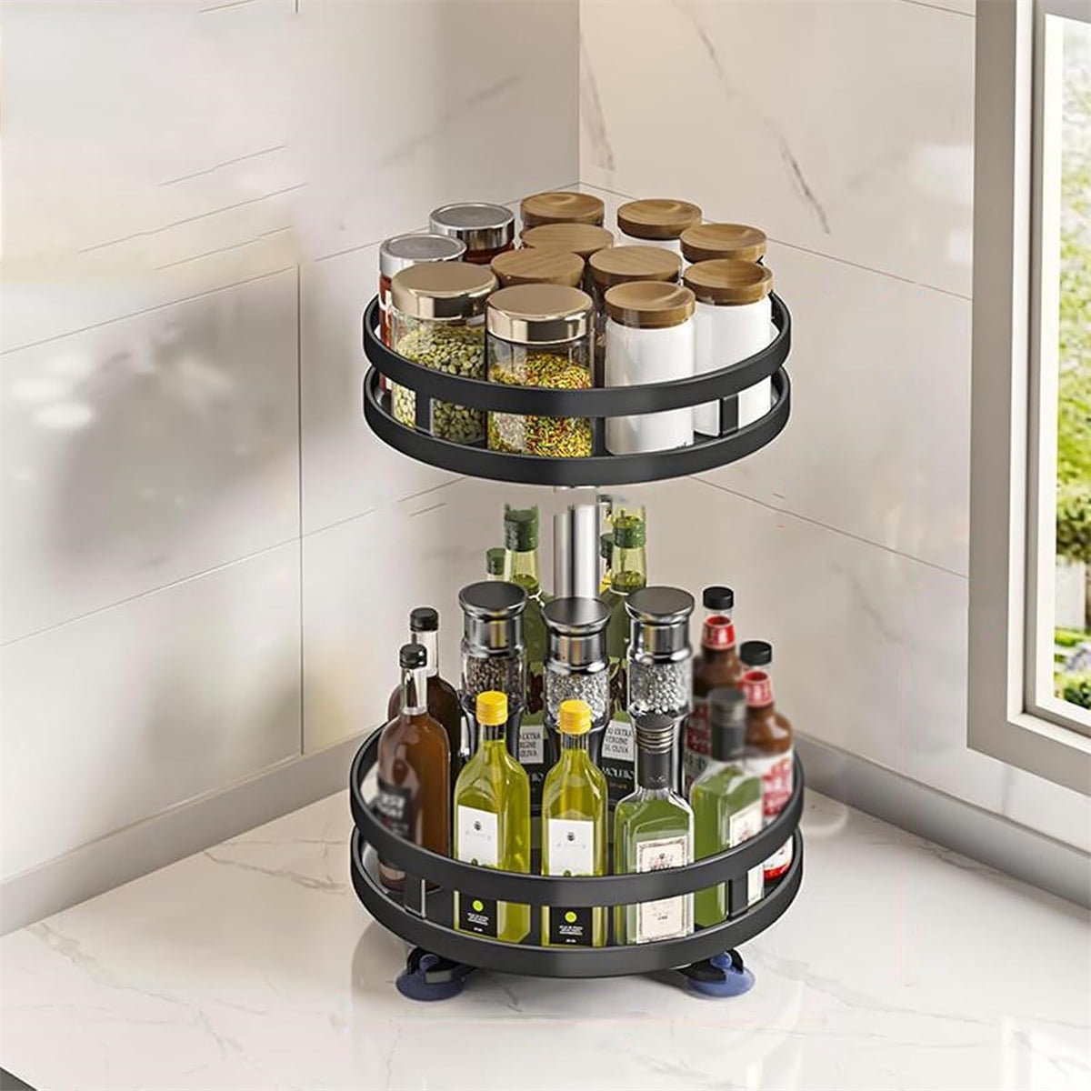 360 ° Rotation Spice Rack Organizer Jar Cans For Kitchen Accessories ...