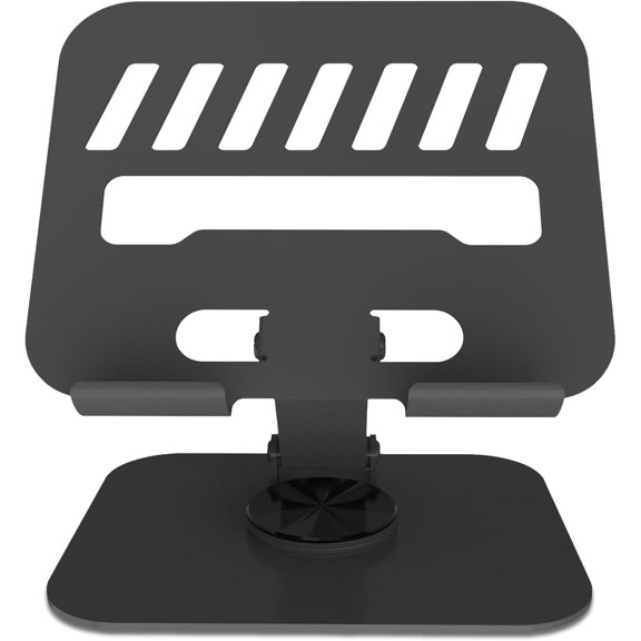 360° Rotation Tablet Stand, Ultra Stable Base Heat Dissipation Design Panel, Adjustable Foldable Tablet Holder Compatible with iPad Pro/Air/Min and All 4-16” Devices (Black)