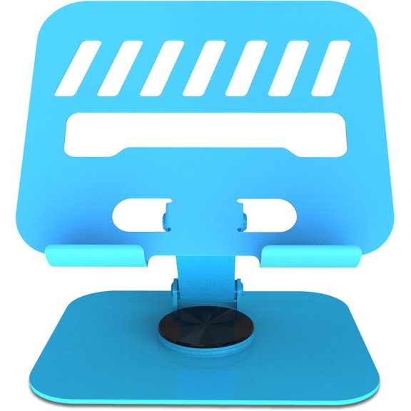 360° Rotation Tablet Stand, Ultra Stable Base Heat Dissipation Design Panel, Adjustable Foldable Tablet Holder Compatible with iPad Pro/Air/Min and All 4-16” Devices (Blue)