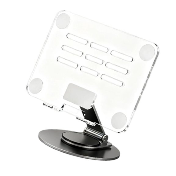 360 Rotation Tablet Stand With Sturdy Metal Construction And Clear Acrylic Platform For Any Workspaces