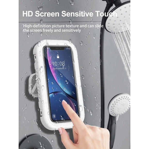 360° Rotation Waterproof Shower Phone Holder, Retractable, Angle Adjustable,Shower Phone Case, Anti-Fog High Sensitivity Cover Mount Box For Bathroom Wall Mirror Bathtub Kitchen