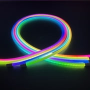 360° Round Reticulate Pattern Neon LED Strip Smart RGBIC Flexible Silicon Rope Light Tape Bedroom Indoor Outdoor Decoration, DC5V with USB Port