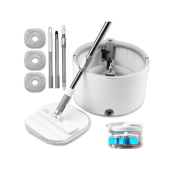 Spin Mop & Bucket Set with Dual Water System,Self-Wringing 360 Rotating Mop & 3 Pads - Perfect Gift For2026