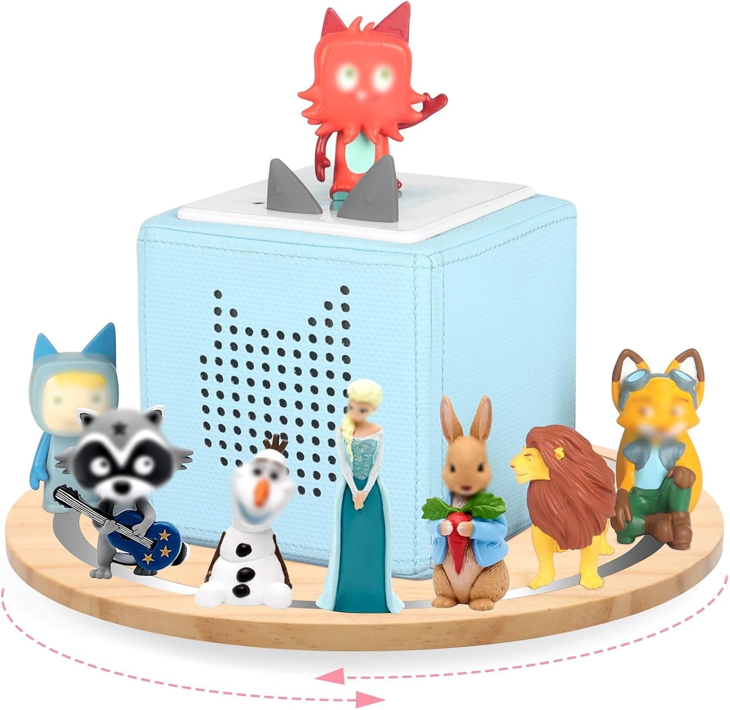 360° Round Turntable for Tonies Box Organizer Storage Shelf Wall Mounted, Magnetic Floating Shelves for Toniebox Generation 1 & 2 Player Tonies Figures, Display Collection 10~20 Characters (Gray)