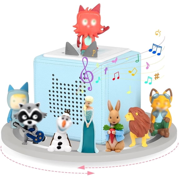 360° Round Turntable for Tonies Box Organizer Storage Shelf Wall Mounted, Magnetic Floating Shelves for Toniebox Generation 1 & 2 Player Tonies Figures, Display Collection 10~20 Characters (Gray)