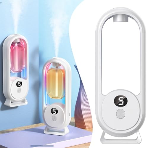 360 Smart Fragrance Diffuser with 5 Gear Timer - Rechargeable Aromatherapy Device for Rooms up to 50m, Colorful LED Mood Lighting, 2 Month Battery Life, ABS Plastic Modern Home Office Decor