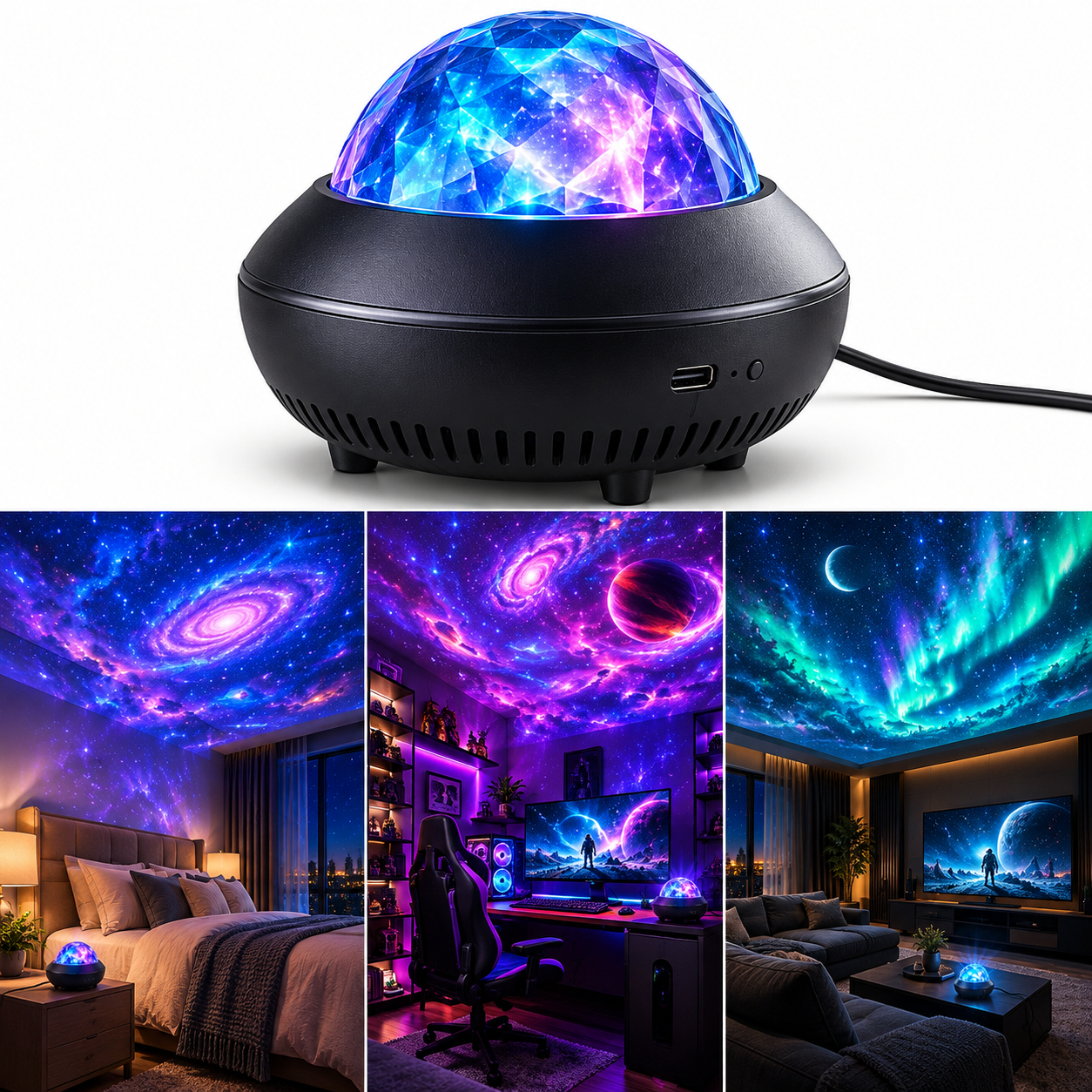 360° Smart Holographic Starry Sky Projector, Galaxy Projector for ...